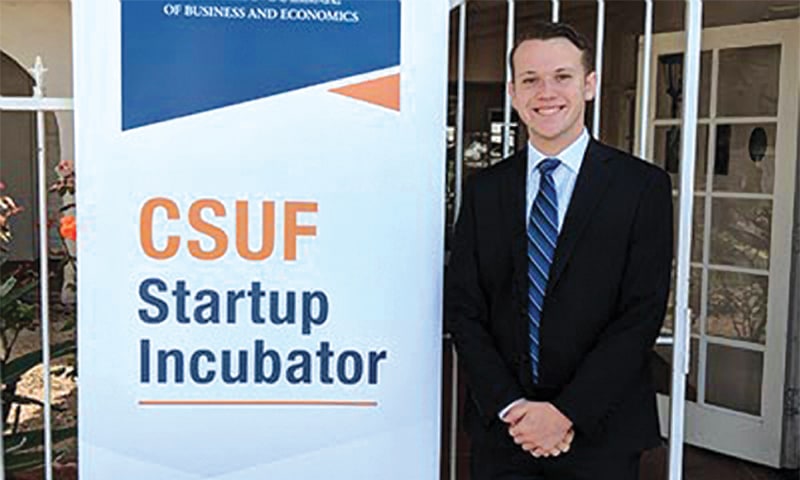 cal state fullerton student Bryan Ruef at the cal state fullerton startup incubator event